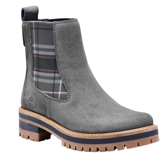 Timberland Courmayeur Valley Chelsea Boots Grey Suede Plaid A2EEH Grunge Women 7 - Picture 2 of 13